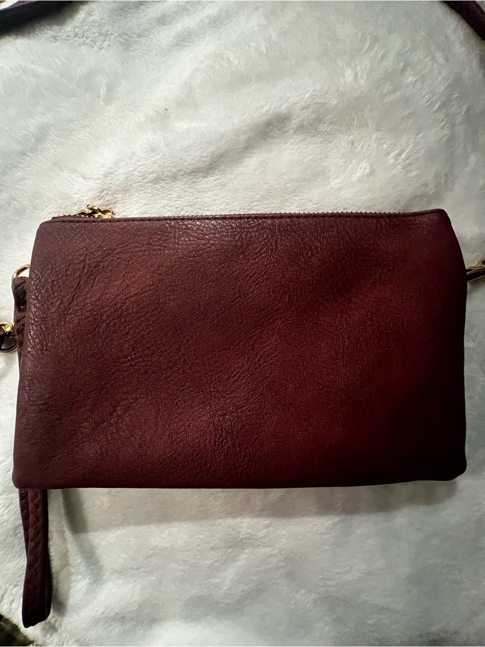 Classic Burgundy Leather Wristlet Clutch